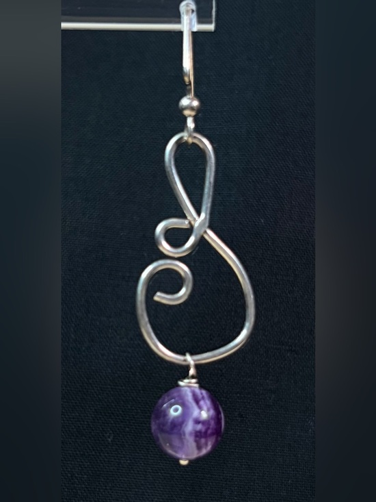 Sterling Silver Amethyst Artisan Hand Crafted Dangle Earrings - Picture 4 of 8